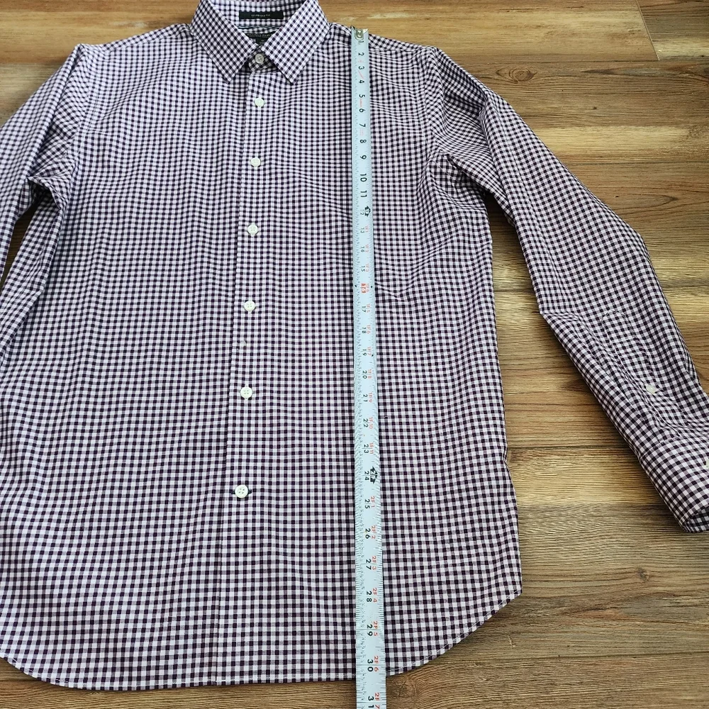 Banana Republic Shirt Men's M Purple Gingham Standard Fit Long Sleeve
